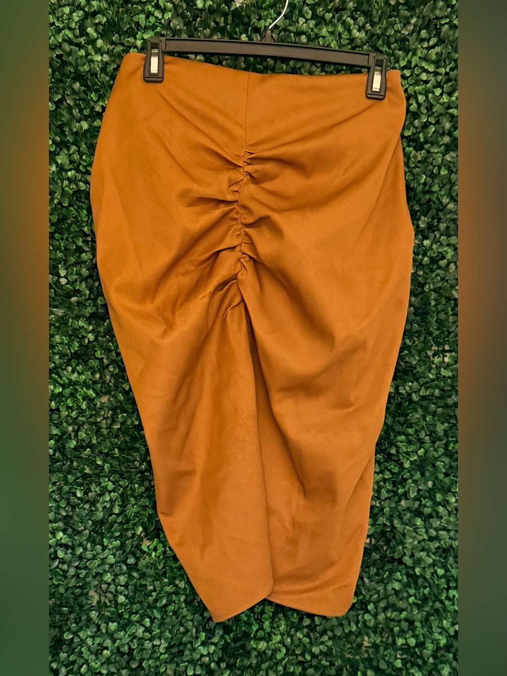 Ruched Front Burnt Orange Midi Skirt - Women